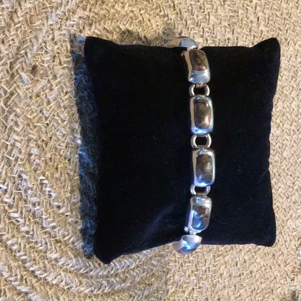 Silpada Sterling & Leopard Jasper Link Bracelet.